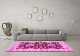 Machine Washable Oriental Purple Traditional Area Rugs in a Living Room, wshabs3847pur