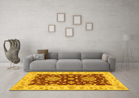 Machine Washable Oriental Yellow Traditional Rug, wshabs3847yw