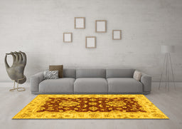 Machine Washable Oriental Yellow Traditional Rug in a Living Room, wshabs3847yw