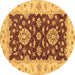 Round Oriental Brown Traditional Rug, abs3847brn