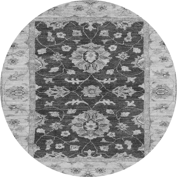 Round Machine Washable Oriental Gray Traditional Rug, wshabs3847gry