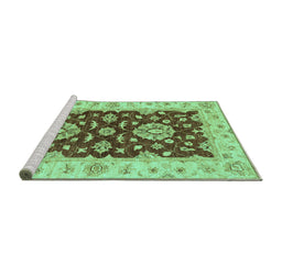 Sideview of Machine Washable Oriental Turquoise Traditional Area Rugs, wshabs3847turq