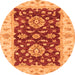 Round Oriental Orange Traditional Rug, abs3847org