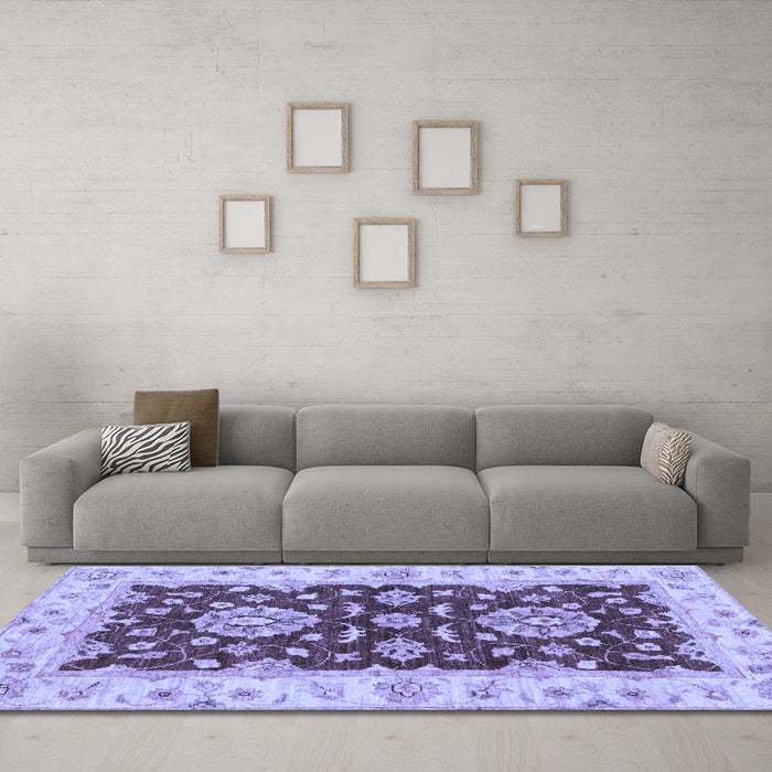 Machine Washable Oriental Blue Traditional Rug in a Living Room, wshabs3847blu