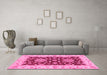 Machine Washable Oriental Pink Traditional Rug in a Living Room, wshabs3847pnk