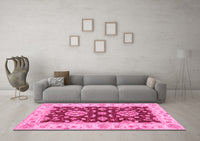 Machine Washable Oriental Pink Traditional Rug, wshabs3847pnk