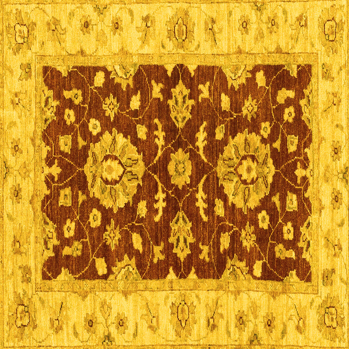 Square Oriental Yellow Traditional Rug, abs3847yw