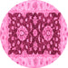 Round Oriental Pink Traditional Rug, abs3847pnk