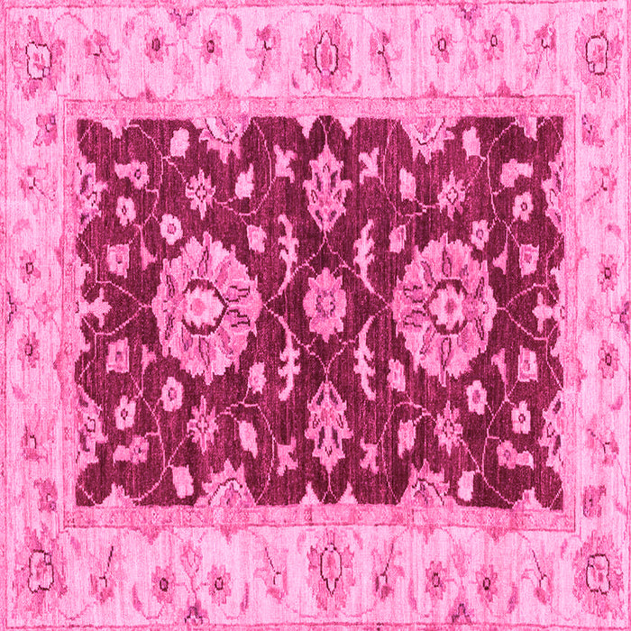 Square Machine Washable Oriental Pink Traditional Rug, wshabs3847pnk