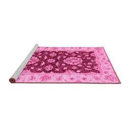 Sideview of Machine Washable Oriental Pink Traditional Rug, wshabs3847pnk