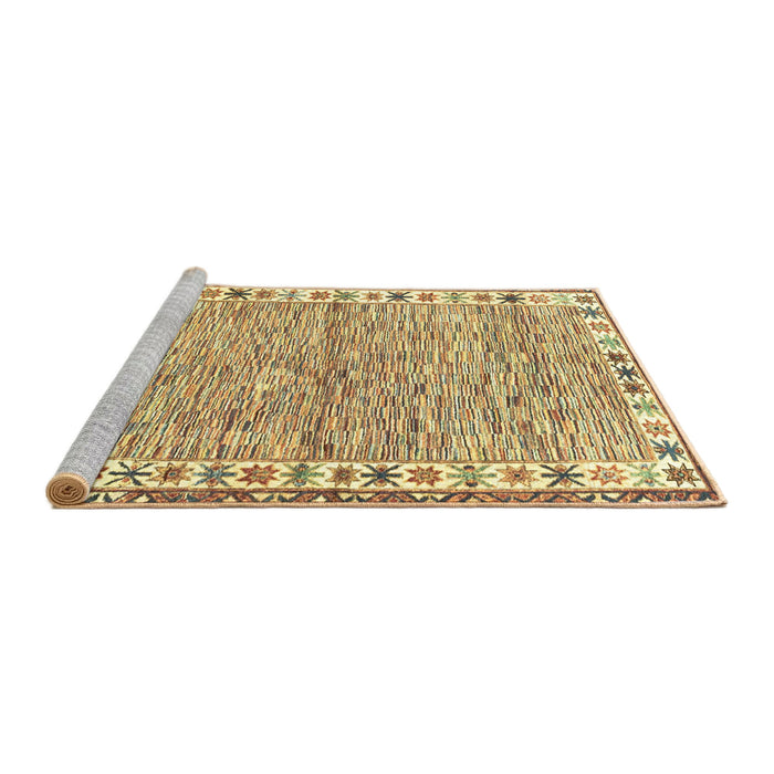 Sideview of Machine Washable Abstract Chrome Gold Yellow Rug, wshabs3848