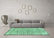 Machine Washable Abstract Turquoise Modern Area Rugs in a Living Room,, wshabs3848turq