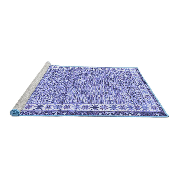 Sideview of Machine Washable Abstract Blue Modern Rug, wshabs3848blu