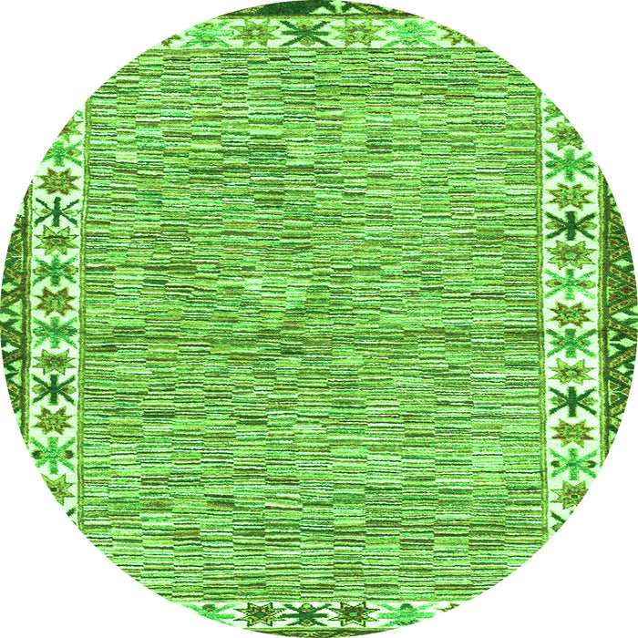 Round Abstract Green Modern Rug, abs3848grn
