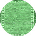 Round Abstract Emerald Green Modern Rug, abs3848emgrn