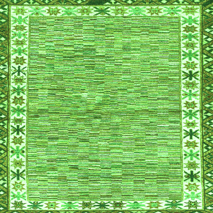 Square Machine Washable Abstract Green Modern Area Rugs, wshabs3848grn