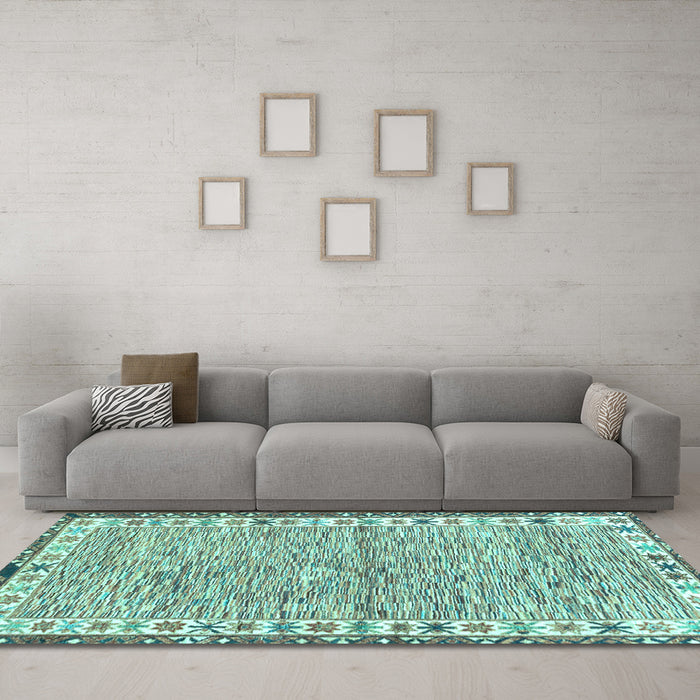 Machine Washable Abstract Light Blue Modern Rug in a Living Room, wshabs3848lblu