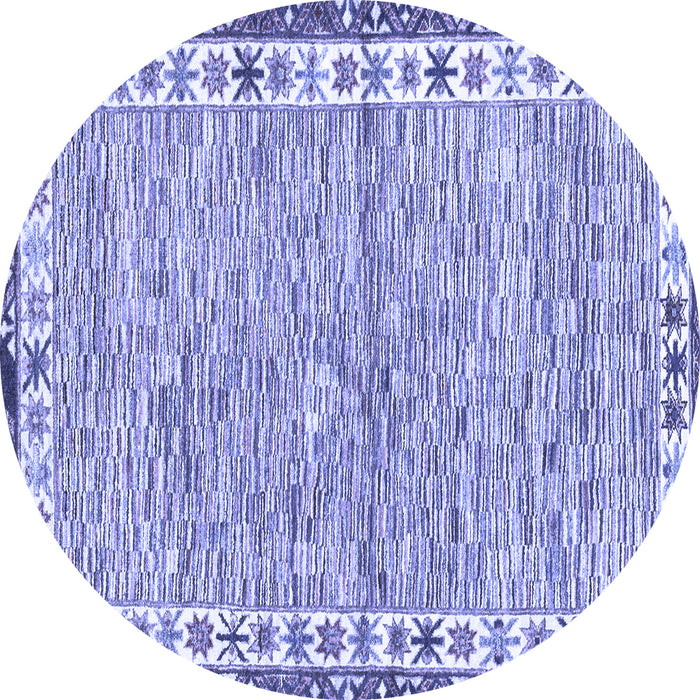 Round Abstract Blue Modern Rug, abs3848blu