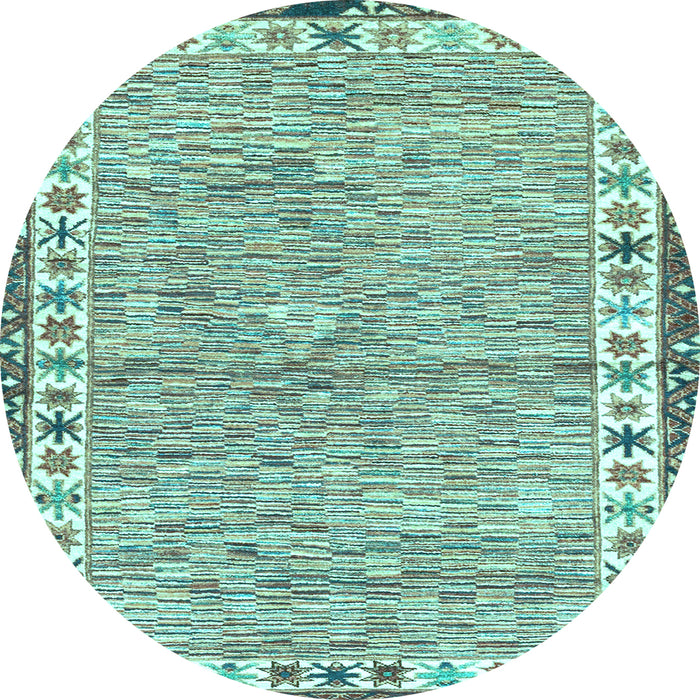 Round Abstract Light Blue Modern Rug, abs3848lblu