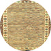 Round Machine Washable Abstract Chrome Gold Yellow Rug, wshabs3848