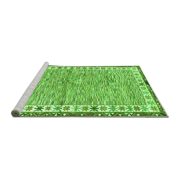 Sideview of Machine Washable Abstract Green Modern Area Rugs, wshabs3848grn