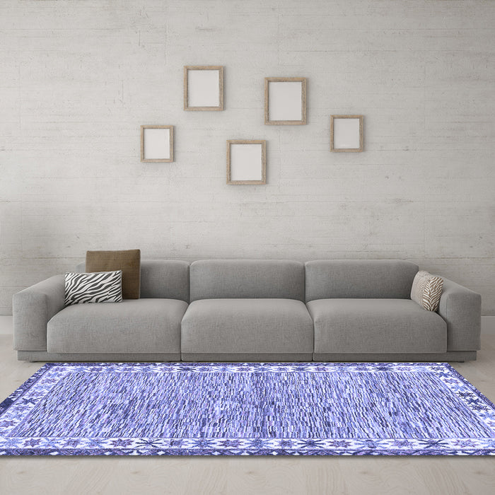 Machine Washable Abstract Blue Modern Rug in a Living Room, wshabs3848blu