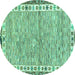 Round Abstract Turquoise Modern Rug, abs3848turq