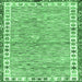 Square Machine Washable Abstract Emerald Green Modern Area Rugs, wshabs3848emgrn