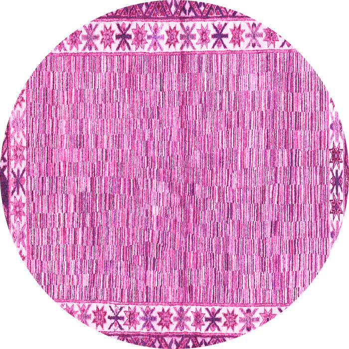 Round Machine Washable Abstract Pink Modern Rug, wshabs3848pnk