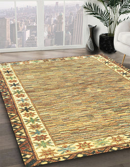 Machine Washable Abstract Chrome Gold Yellow Rug in a Family Room, wshabs3848