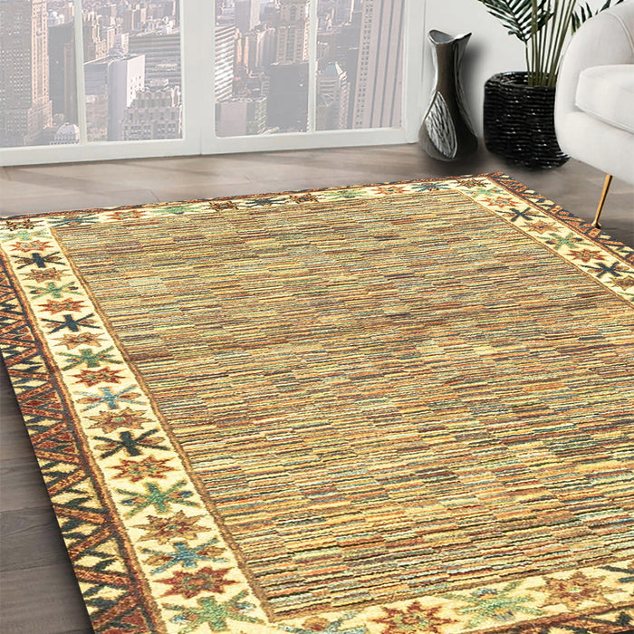 Machine Washable Abstract Chrome Gold Yellow Rug in a Family Room, wshabs3848