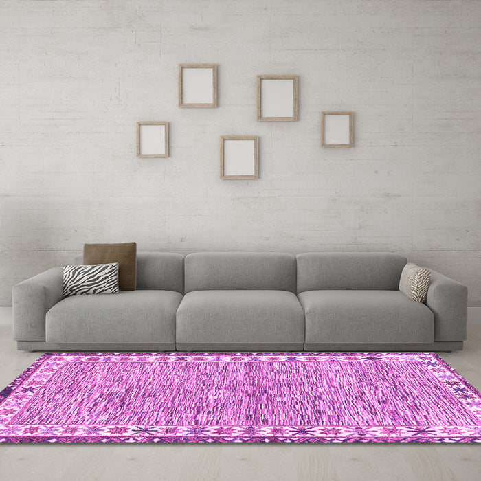 Machine Washable Abstract Purple Modern Area Rugs in a Living Room, wshabs3848pur