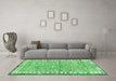 Machine Washable Abstract Emerald Green Modern Area Rugs in a Living Room,, wshabs3848emgrn