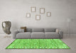 Machine Washable Abstract Green Modern Area Rugs in a Living Room,, wshabs3848grn