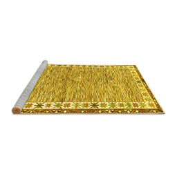 Sideview of Machine Washable Abstract Yellow Modern Rug, wshabs3848yw