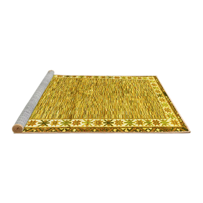 Sideview of Machine Washable Abstract Yellow Modern Rug, wshabs3848yw