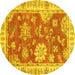 Round Oriental Yellow Modern Rug, abs3849yw