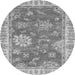 Round Machine Washable Oriental Gray Modern Rug, wshabs3849gry