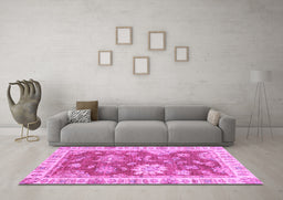 Machine Washable Oriental Purple Modern Area Rugs in a Living Room, wshabs3849pur