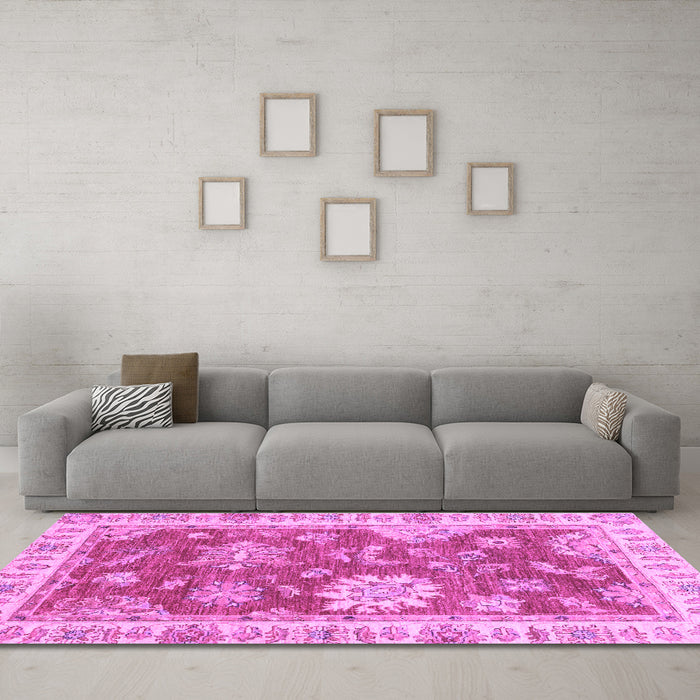 Machine Washable Oriental Purple Modern Area Rugs in a Living Room, wshabs3849pur