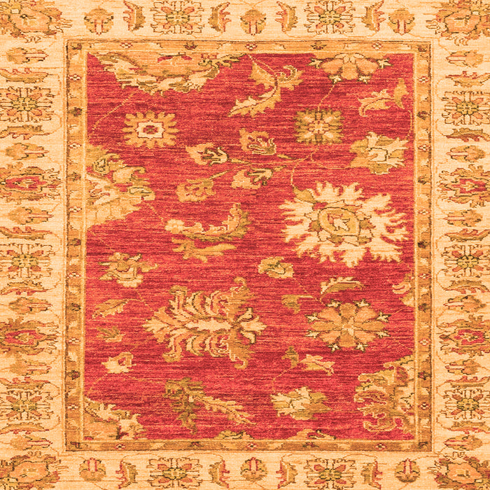 Square Machine Washable Oriental Orange Modern Area Rugs, wshabs3849org