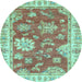 Round Oriental Light Blue Modern Rug, abs3849lblu