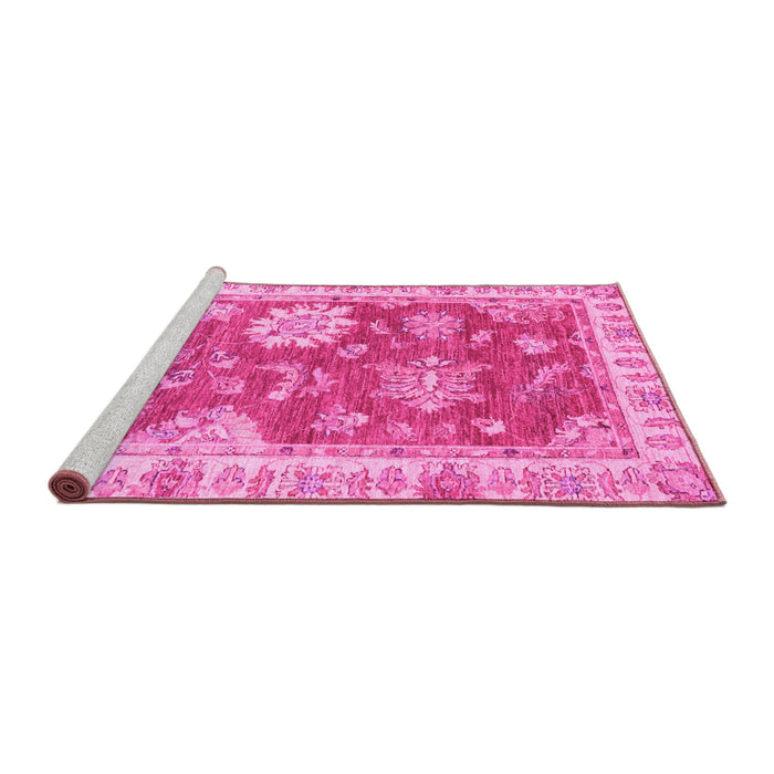 Sideview of Machine Washable Oriental Pink Modern Rug, wshabs3849pnk