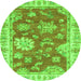 Round Oriental Green Modern Rug, abs3849grn