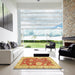 Square Machine Washable Abstract Orange Red Rug in a Living Room, wshabs3849