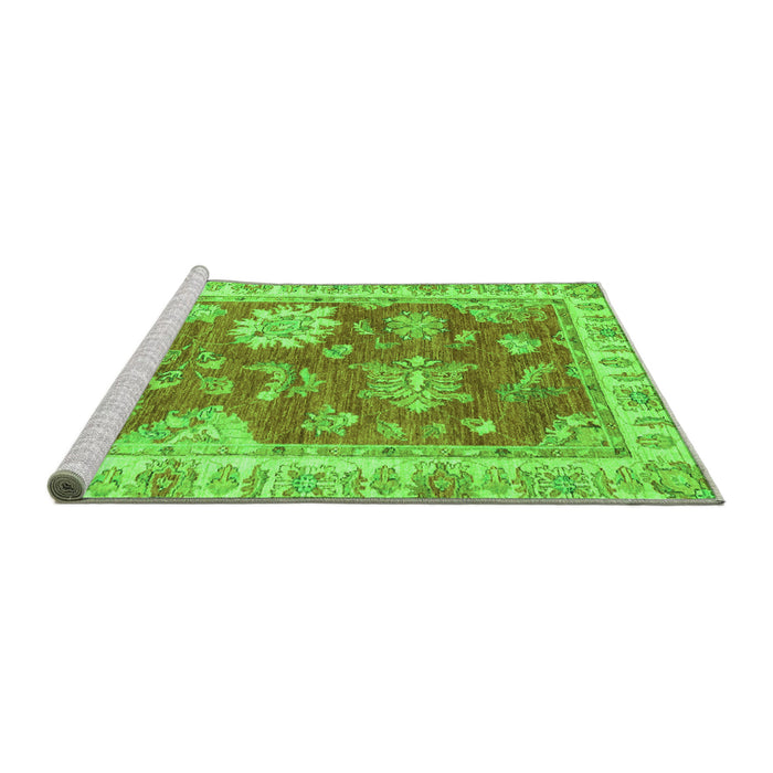 Sideview of Machine Washable Oriental Green Modern Area Rugs, wshabs3849grn