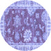 Round Oriental Blue Modern Rug, abs3849blu