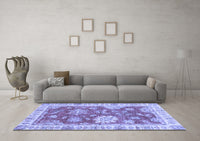 Machine Washable Oriental Blue Modern Rug, wshabs3849blu