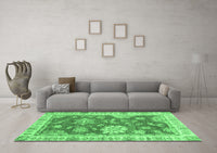 Machine Washable Oriental Emerald Green Modern Rug, wshabs3849emgrn