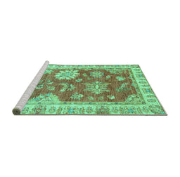 Sideview of Machine Washable Oriental Turquoise Modern Area Rugs, wshabs3849turq